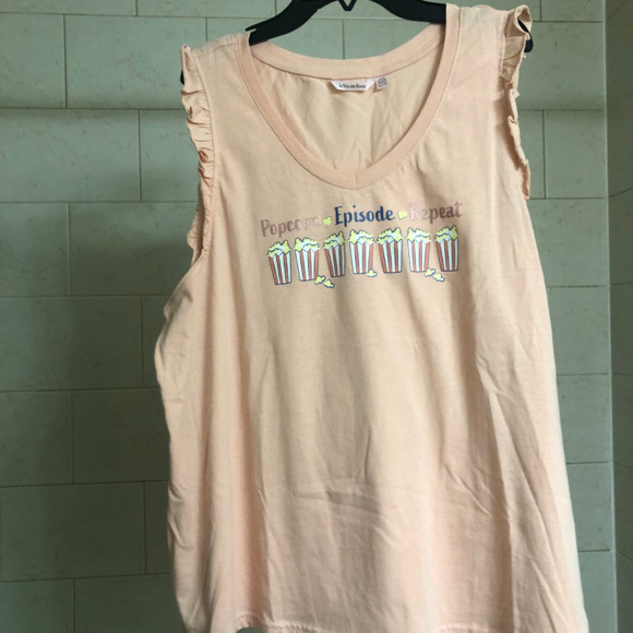 Ladies XXL popcorn lovers Pajama top sleeveless with ruffle NWOT - Picture 1 of 3